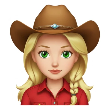 cowboy girl with red shirt blonde hair and green eyes sticker