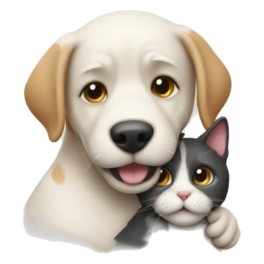 Cat and dog hugging sticker