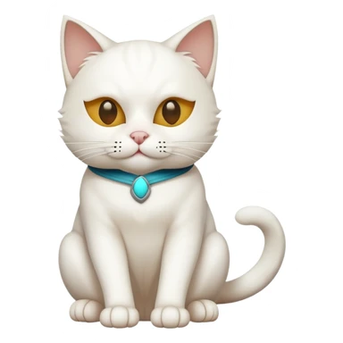 white cat sitting with a mask full body sticker