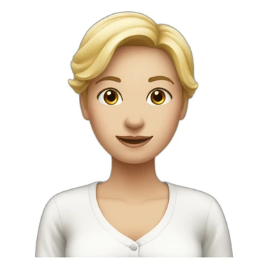 Woman with help clothes (white blouse) saying hello sticker