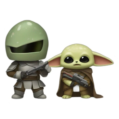 Grogu and mando sticker