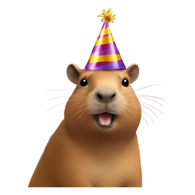 Capybara wearing a party hat sticker