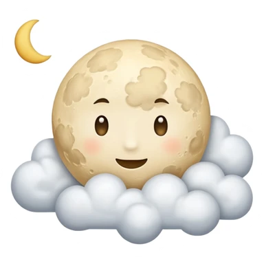 Beige moon and cloud sticker