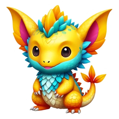 Exotic colorful chibi Fakémon-creature sticker