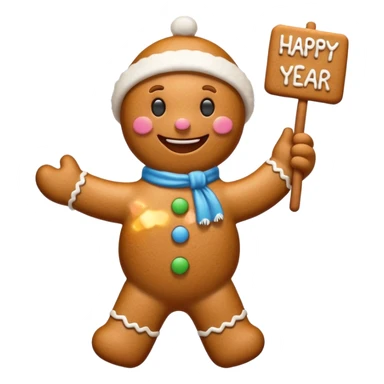 gingerbread man with a happy new year sign sticker