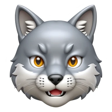 3D-style gray wolf or cat-like character emoji, big brain (4head meme) expression, clean and glossy, inspired by TenSquared logo sticker