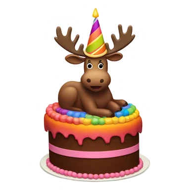 A moose sitting on a cake sticker