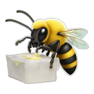 Bee redingote à horde White eating sticker