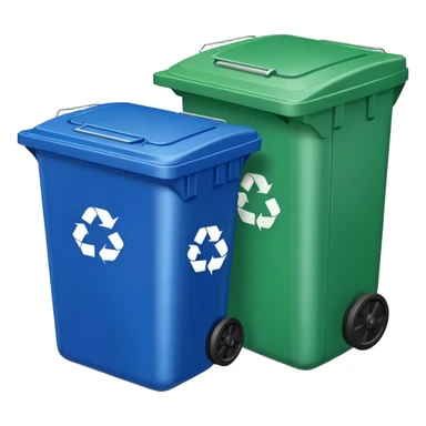 BLUE TRASH BIN NEXT TO GREEN RECYCLING BIN sticker