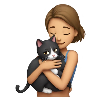 Girl hugging her cat sticker