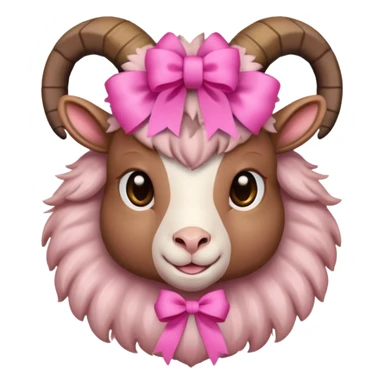 brown goat with pink ribbon pookie sticker