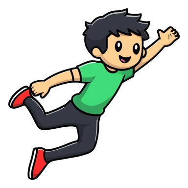 Colorful cartoon character jumping with joy sticker