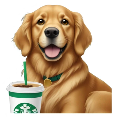 Red Golden retriever with starbucks sticker