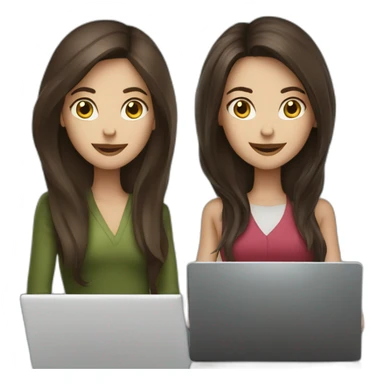 2 brunettes women with laptop sticker