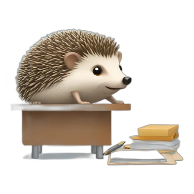 hedgehog working in an office sticker