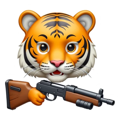 tiger face with toy rifle for action game Twitch emote sticker