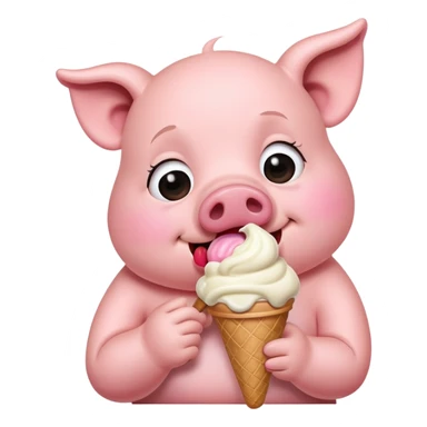 Pig eating ice cream while crying  sticker