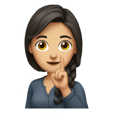 Brunette holding up her hand in an L shape with her fingers sticker