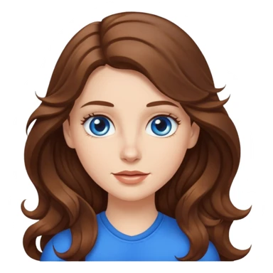 White girl with long wavy brown hair and blue eyes  sticker