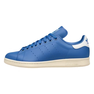 blue adidas Stan Smith with white sole sticker