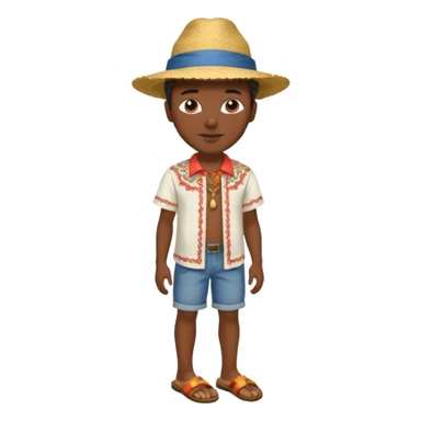 Gars Créole réunionnais ti jean chapeau paille tong au pieds  sticker