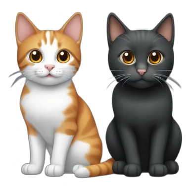 three cats, one dark grey, one ginger, one black and white sticker