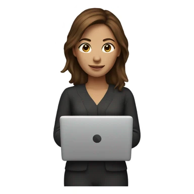 Woman with brown hair in laptop  sticker