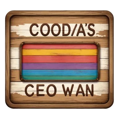 a wooden sign that says "Coda's Gay" sticker