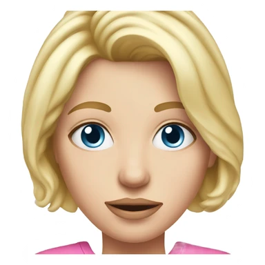 blue eyed blonde mom with fever, realistic pink sticker