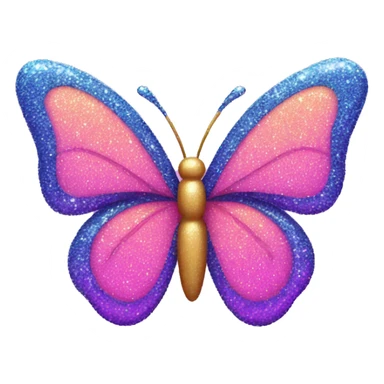 Two Kawaii neon glitter butterfly emoji    sticker