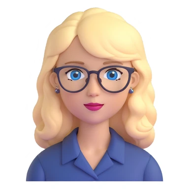 blonde 40 year old woman with blue eyes and glasses sticker
