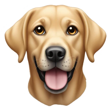 caramel coloured labrador dog, black snout and tail, white belly sticker