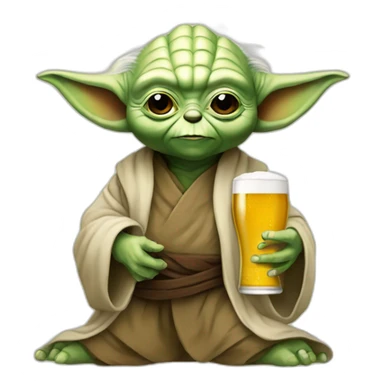 Yoda avec une bière sticker