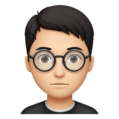 Only Circle black glasses with a scar without face  sticker