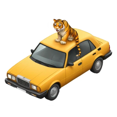 a tiger parking a car saying "NN" sticker