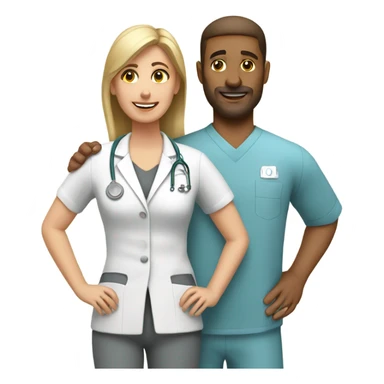 A male physical therapist with his female patient  sticker