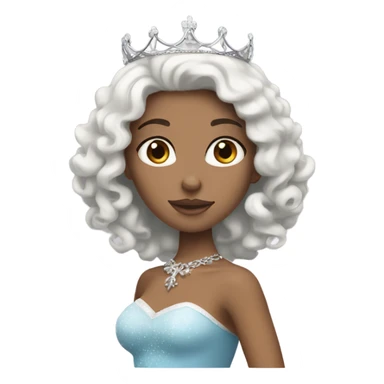 White gurl with curly black hair wearing a princess crown sticker