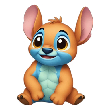 Stitch qui porte une caroote sticker