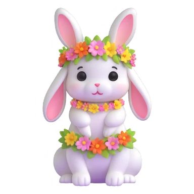 adorable bunny wearing a dress and floral crown sticker