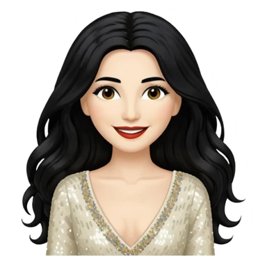 Conchita with long black hair, ivory sequin outfit sticker