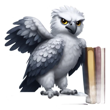 Harpy eagle standing on textbooks sticker