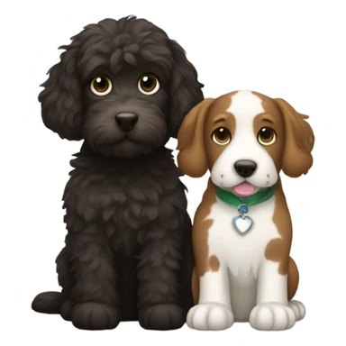 Tuxedo cat and brown labradoodle dog snuggling sticker
