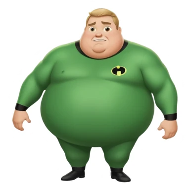 green fat mr incredible farting with giant fart cloud sticker