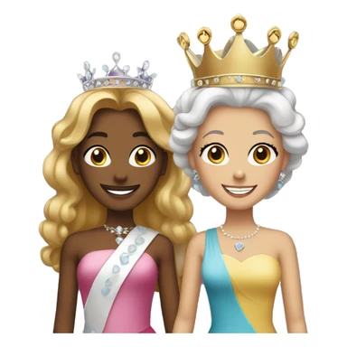 Queen and Princess with tiaras smiling sticker