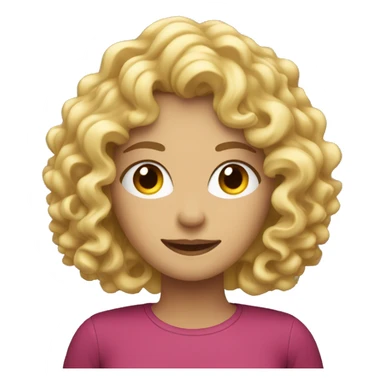 curly blonde female behind a computer sticker