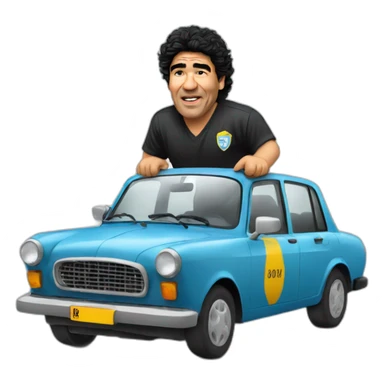 Maradona driving taxi sticker
