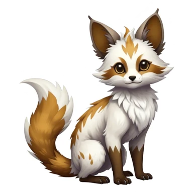 Epic Feral Rare Fantasy shiny cool fluffy Vernid-Trico-species-hybrid-animal by LiLaiRa, random markings, tufted tail, tufted ears, full body sticker