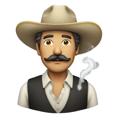 Middle aged Mexican man with mustache smoking a cigarette sticker