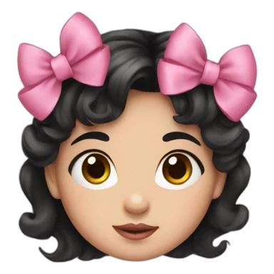 Baby girl with black hair and pink bow sticker