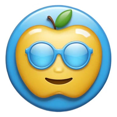 A glossy, three-dimensional emoji pin badge showing the text "TODOC". The font is modern, rounded, sans-serif, and colored in a professional medical blue. The badge has soft edges and reflections, in the style of Apple emojis. White background. sticker